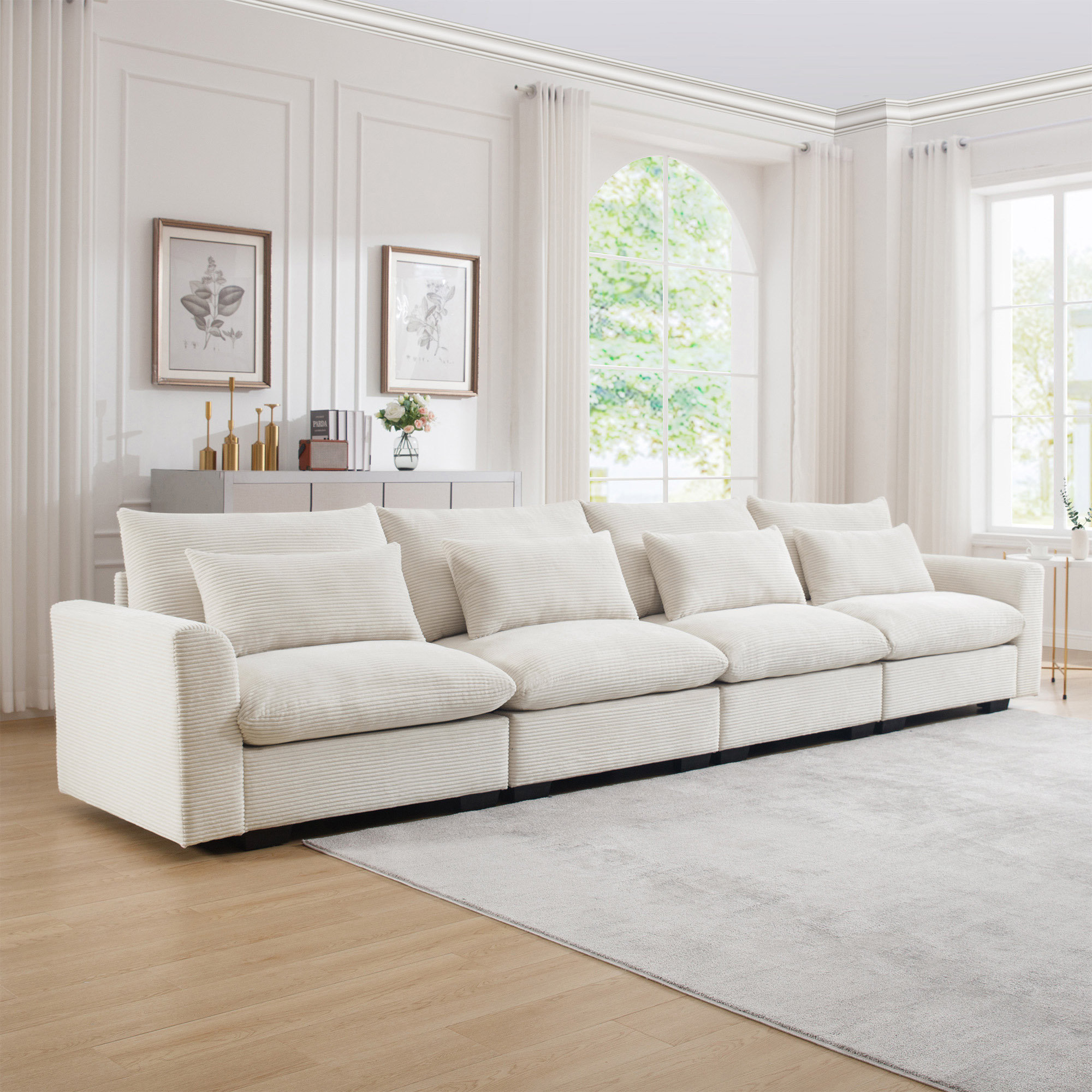 Latitude Run Deep Seat Comfy Living Room Sofas with 3 Waist Pillows Wayfair